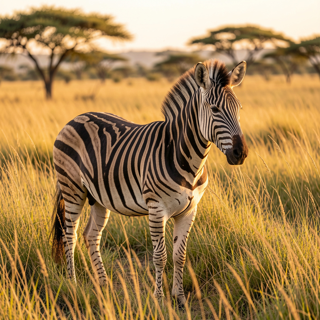 Zebra standing in its natural African savanna habitat
