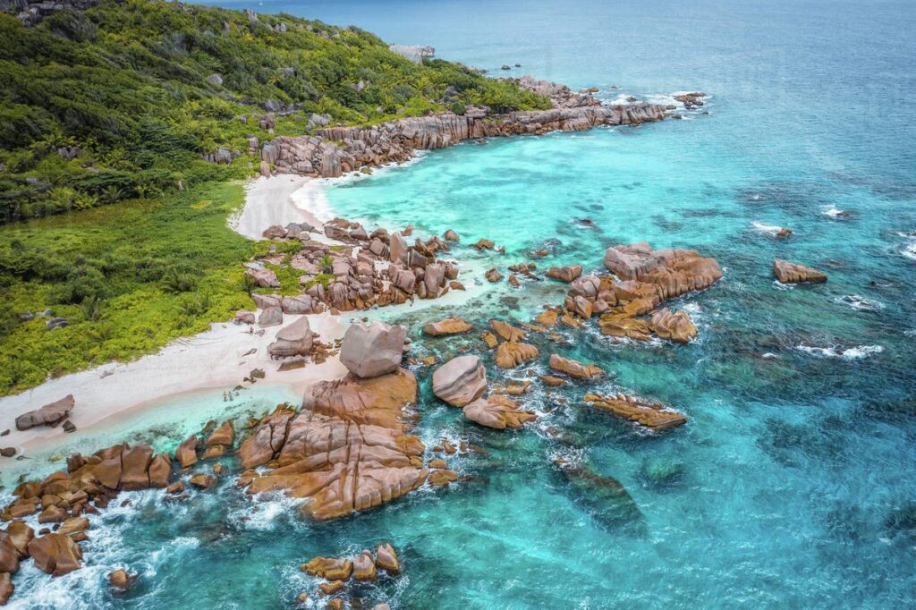 Seychelles beach aerial view 2026